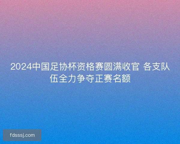 2024中国足协杯资格赛圆满收官 各支队伍全力争夺正赛名额