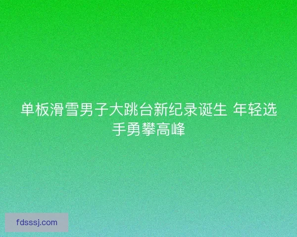 单板滑雪男子大跳台新纪录诞生 年轻选手勇攀高峰