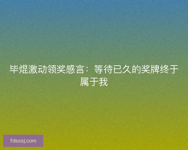 毕焜激动领奖感言：等待已久的奖牌终于属于我